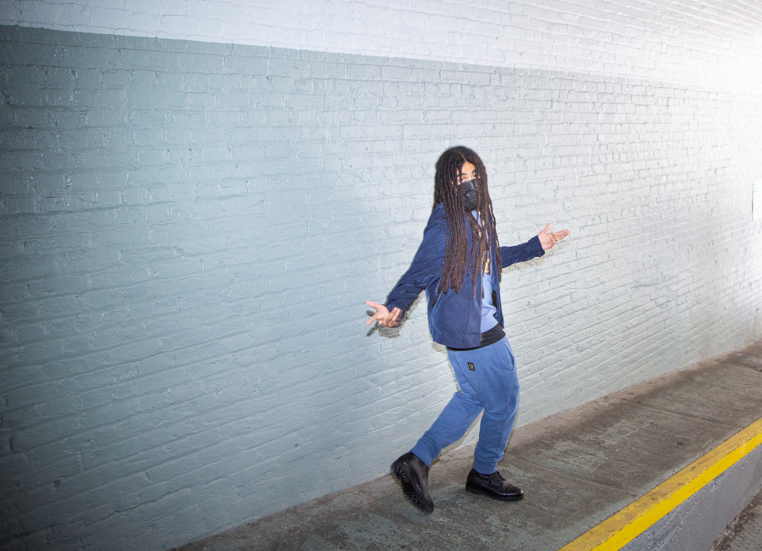 Editorial frame, white wall
